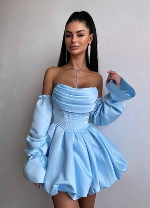 Сукня жіноча міні атласна з корсетом s m l