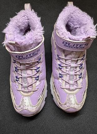 Черевики для дівчинки skechers d'lites бузкові демісезонні, розмір 28,5