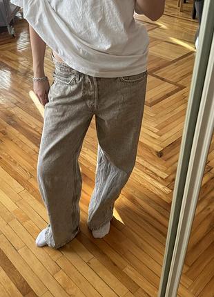 Жіночі джинси h&m baggy wide leg бежеві