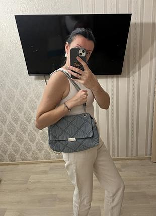 Сумка для жінок джинсова стьобана блакитна 2
