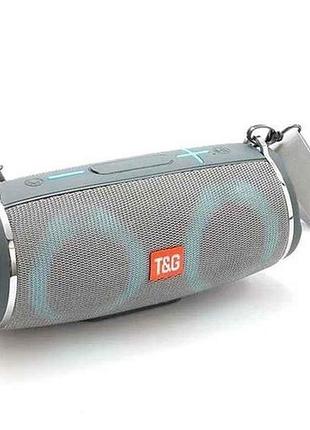 Портативная колонка bluetooth tg642 с rgb подсветкой, speakerphone, радио, grey тм tg