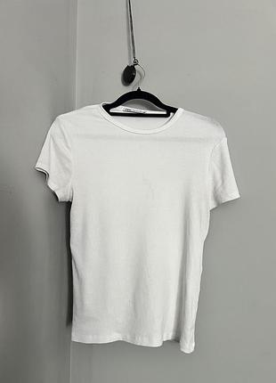 Жіноча футболка zara в рубчик 🦢🤍
