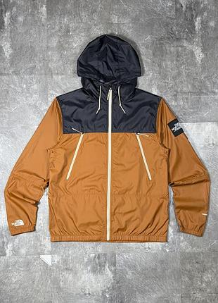 Вітровка the north face tnf зе норт фейс mountain jacket куртка вітровка чоловіча l оригіналу windwall гірчична коричнева чорна з капюшоном легка