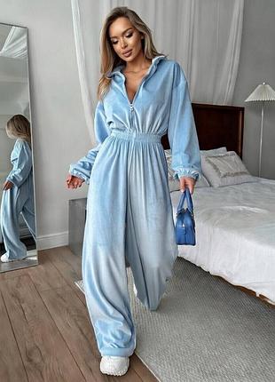 Женский велюровый комбинезон, 8 цветов