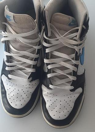 Кеди чоловічі nike dunk high білі з чорним та блакитним