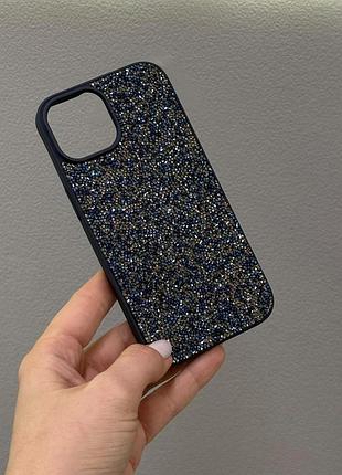 Премиум чехол со стразами для айфона 15,чехол-накладка swarovski case для iphone 15 (черный)