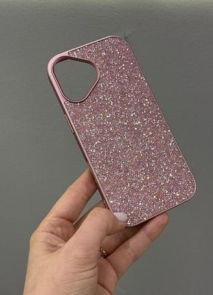 Премиум чехол со стразами для айфона 17,чехол-накладка swarovski case для iphone 17 (розовый)