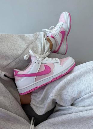 Кросівки nike sb dunk low pink white 2