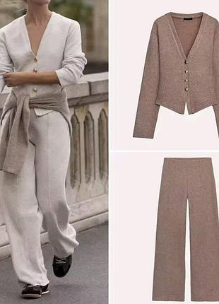 Брючний костюм жіночий zara кежуал бежевий
