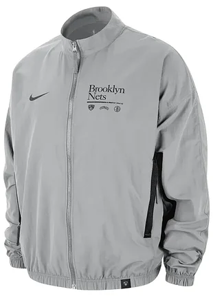 Вітровка nike чоловіча nike brooklyn nets dna courtside nba grey fd8524-007