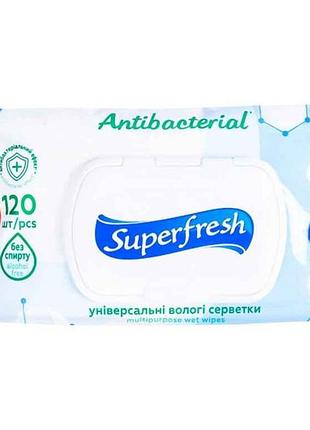 Влажные салфетки детские antibacterial с клапаном 120шт уп тм super fresh
