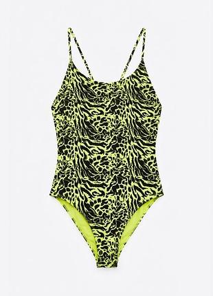 Слитный купальник primark неоновый леопард / анималистичный принт большие размеры