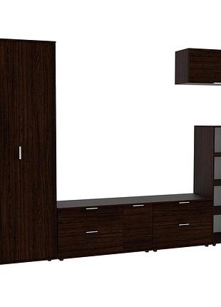 Стенка в гостиную ketrin-3 антрацит 2820х425х2100 дсп комплект со шкафом и пеналом венге магия