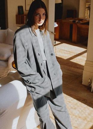 Новый костюм zara: структурированный блейзер и брюки full length s -m