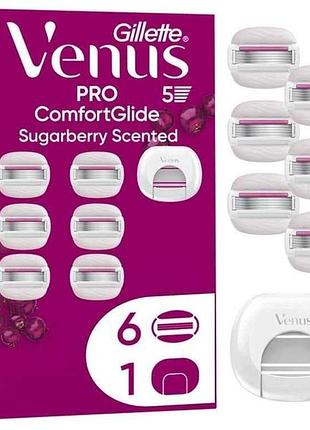 Картридж 6шт для бритья (лезвия) женские venus pro comfortglide sugarberry чехол для лезвий тм venus