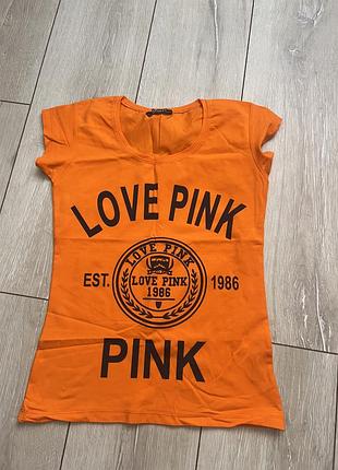 Майка жіноча pink помаранчева з написом
