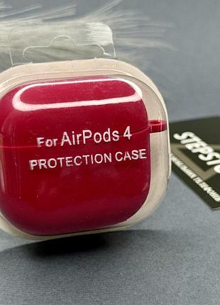 Чехол для airpods 4 с микрофиброй внутри silicone case силиконовый толстый противоударный малиновый
