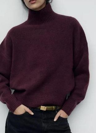 Zara жіночій трикотажний светр з високим горлом !оригінал