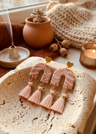 Авторские серьги из полимерной глины с кисточками