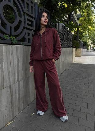Костюм-трансформер «urban breeze» из жатой плащевки: палаццо и зепка бордо, m