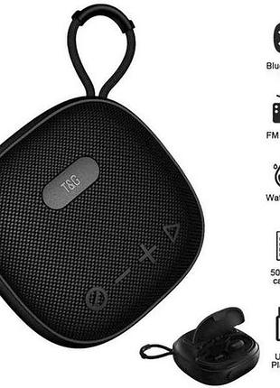 Портативная колонка bluetooth с наушниками tg813, с функцией speakerphone, радио, black тм tg
