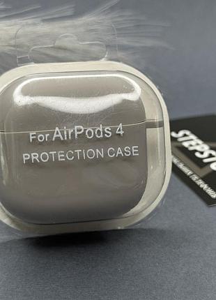 Чехол для airpods 4 с микрофиброй внутри silicone case силиконовый толстый противоударный серый (pabble)