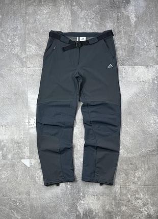 Штани adidas clima365 трекінгові спортивні адідас карго туристичні чоловічі сірі міцні технологічні softshell штани з ременем заужені прямі легкі