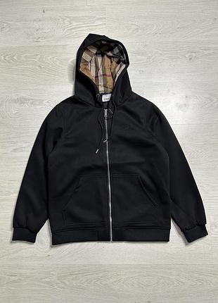 Чоловіче худі burberry чорне на блискавці з капюшоном