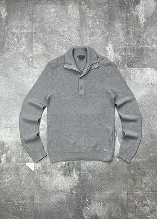 Чоловічий светр кофта armani exchange ax армані ексчейндж сірий кофта на ґудзиках з коміром розстібка джемпер пуловер шерсть бавовна