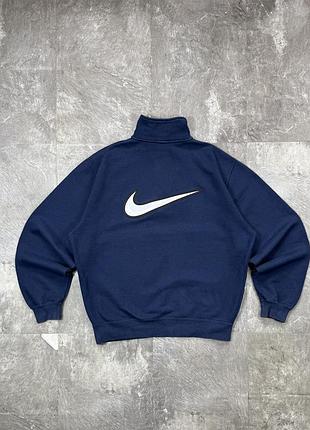 Світшот кофта nike найк half zip vintage big logo big swoosh зип худі толстовка мастерка вінтажний олімпійка чоловіча винтаж зипка кофта на замку l