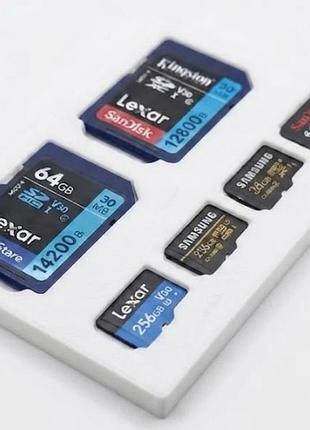 Органайзер для карт пам'яті 2 sd та 4 micro sd білий 5.8х8.3 см
