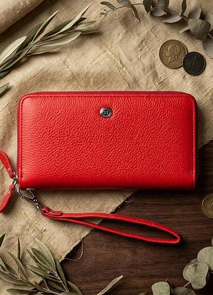 Женский кожаный клатч для карт купюр и документов st leather 18931 красный