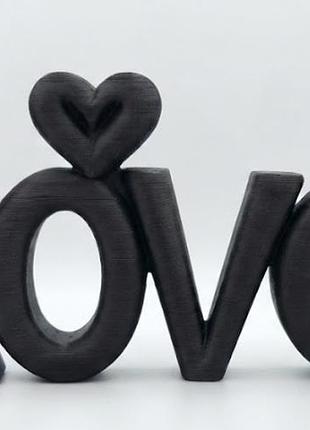 Декоративна фігурка, напис "love", пластикова, чорна, 4.9х8.9х1.5 см