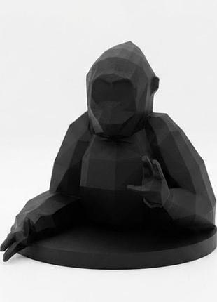 Декоративна фігурка "горила", пластикова, чорна, 6х6.7х5.9 см