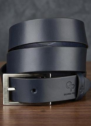 Ремінь чоловічий grande pelle 11058 шкіряний синій