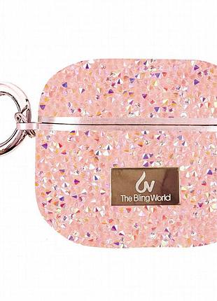 Tpu чехол bling world rock diamond для наушников airpods 3 розовый