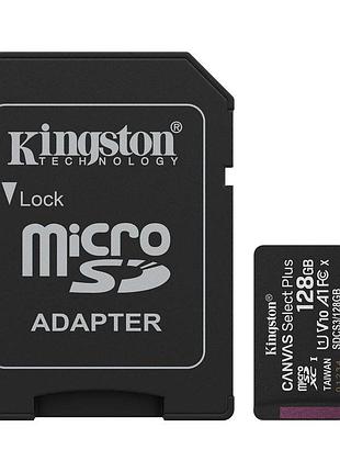 Карта памяти kingston microsd 128gb c10 uhs-i a1 v10 r150mb/s + sd
