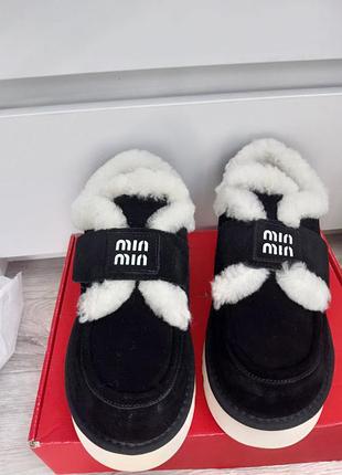 Черевики жіночі miu miu зимові чорні із замші