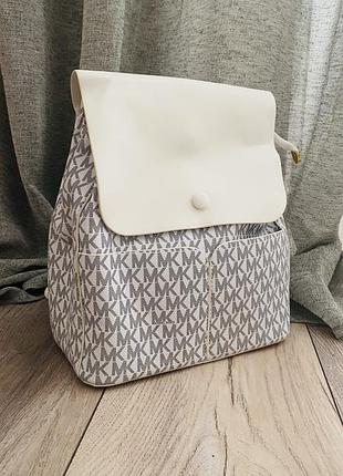 Рюкзак жіночий michael kors білий з сірим принтом
