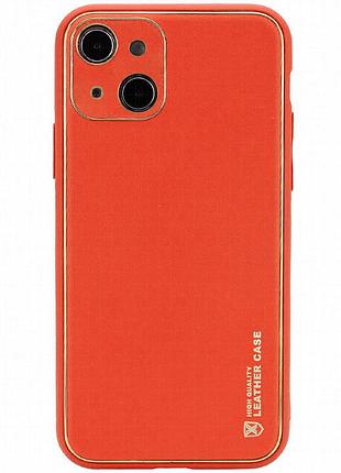 Кожаный чехол xshield для apple iphone 14 plus (6.7") красный / red