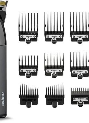 Машинка для стрижки babyliss super-x metal series, аккум, насадок-12, сталь с графитовым покрытием, черно-серебристый