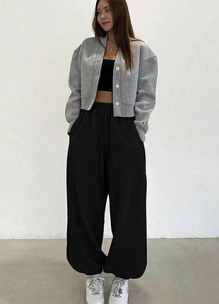 Женские джоггеры maxi oversize из двунитки люкс, широкие брюки на резинке 42/44-54/56 чорний, 48/52
