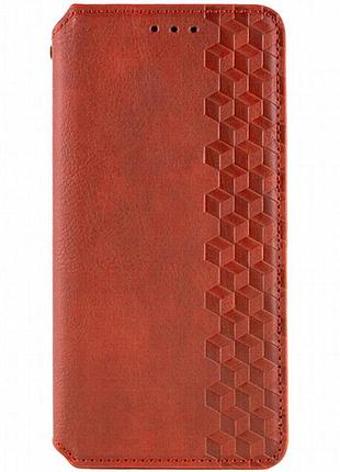 Кожаный чехол-книжка getman cubic (pu) для motorola moto g75 5g красный