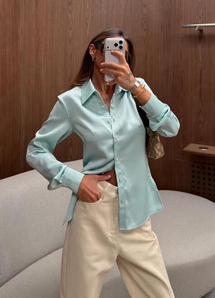 Karen millen — шелковая рубашка цвета tiffany 🩵