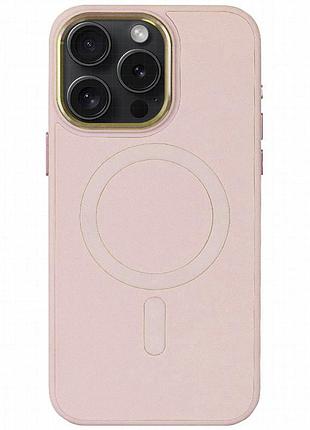 Кожаный чехол bonbon leather metal style with magnetic fit для apple iphone 12 pro max (6.7") розовый / light pink