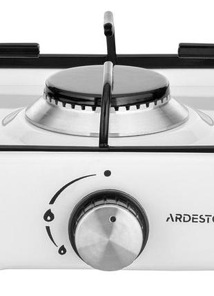 Плитка газова настільна ardesto gtc-ns1011w, тип газу lpg, 1 алюмін. пальник, емальован. корпус, фарбов. решітка, колір: білий