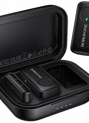 Петличный беспроводной микрофон borofone bfk17 lemai dual-mic type-c black