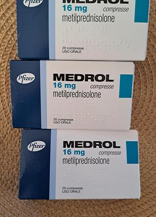 Набір 3 шт. медрол 16 мг medrol pfizer, італія, 20 таблеток в пачці