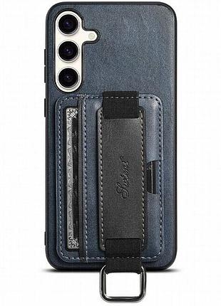 Кожаный чехол wallet case and straps для samsung galaxy s24 синий / blue