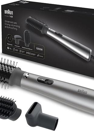 Фен-щетка для волос braun air styler as4.3 1000 вт браш с насадками для сушки и укладки волос